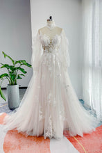 Load image into Gallery viewer, A-Line Court Train Lace Tulle Wedding Dress
