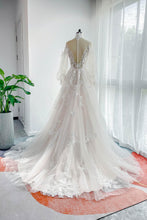 Load image into Gallery viewer, A-Line Court Train Lace Tulle Wedding Dress
