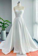 A-Line Court Train Mikado Wedding Dress