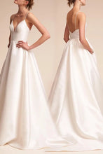 Load image into Gallery viewer, A-Line Sweep-Brush Train Satin Wedding Dress
