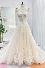 Load image into Gallery viewer, A-Line Chapel Train Lace Tulle Wedding Dress
