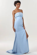 Trumpet-Mermaid Sweep-Brush Train Stretch Crepe Bridesmaid Dress