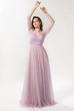 Load image into Gallery viewer, A-Line Floor Length Sparkling Tulle Bridesmaid Dress Formal Dresses
