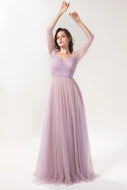 A-Line Floor Length Sparkling Tulle Bridesmaid Dress Formal Dresses