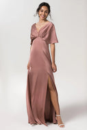 Sheath Floor Length Luxe Satin Bridesmaid Dress Formal Dresses
