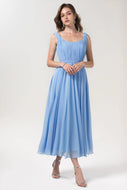 A-Line Tea Length Chiffon Bridesmaid Dress