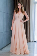 A-Line Floor Length Chiffon Bridesmaid Dress
