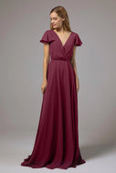 A-Line Floor Length Chiffon Bridesmaid Dress