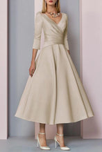 Load image into Gallery viewer, A-Line Tea Length Satin Mother Dress
