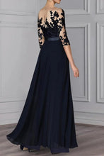 Load image into Gallery viewer, A Line Jewel Neck 3/4 Length Sleeves Floor Length Mother Dresses
