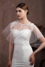 Load image into Gallery viewer, Tulle Shawl with Appliques Lace Beading

